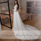 Baoleely Vestidos Boho Bridal Long Sleeve Wedding Dresses A Line  Robe Longue Simple Beach Chiffon Long Wedding Gowns Deep V-neck