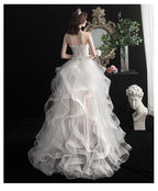 Baoleely Vestido De Noiva New Front Short Long Back Strapless Wedding Dress Sweet Bride Dress With Train Custom Made Wedding Gown L