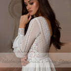 Baoleely Vestidos Boho Bridal Long Sleeve Wedding Dresses A Line  Robe Longue Simple Beach Chiffon Long Wedding Gowns Deep V-neck