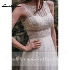 Baoleely Vestido De Noiva Elegant Beach Boho O Neck Lace Sleeveless Wedding Dresses Sexy Bohemian Bridal Gown vestido para boda playa
