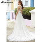 Baoleely vestido para boda playa  Sleeveless Lace V Neck Simple Hobo Wedding Dress Backless Bohemian style vestido de fiesta de boda
