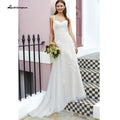 Baoleely vestido noiva  Pleats Lace Spaghetti Straps Off the Shoulder Boho Wedding Dresses Backless Elegant trajes de novias largos