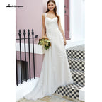 Baoleely vestido noiva  Pleats Lace Spaghetti Straps Off the Shoulder Boho Wedding Dresses Backless Elegant trajes de novias largos