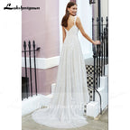 Baoleely vestido noiva  Pleats Lace Spaghetti Straps Off the Shoulder Boho Wedding Dresses Backless Elegant trajes de novias largos