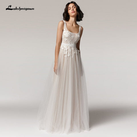 Baoleely Robe de mariée vintage en dentelle pour femme, tenue de plage, d'été, col en V, sexy, style bohème, dos nu