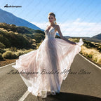 Baoleely Vestido Novia Boho Blush Plush Pink Wedding Dress Summer  New Mariage Bridal Lace Bodice Sexy Wedding Gowns Spaghetti Straps