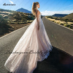 Baoleely Vestido Novia Boho Blush Plush Pink Wedding Dress Summer  New Mariage Bridal Lace Bodice Sexy Wedding Gowns Spaghetti Straps