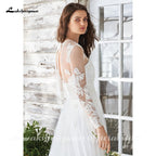 Baoleely White Wedding Dress Boho Two Pieces Sexy  Bridal Gown Sleeveless Floor Length With Court Train Lace Appliques Elegant