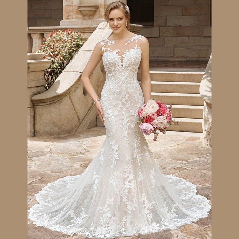 Baoleely Wedding Dress Mermaid Lace Sweetheart Neckline Spaghetti  2 in 1 Backless With For Party Plus Size Bride Gown Vestidos De Novia