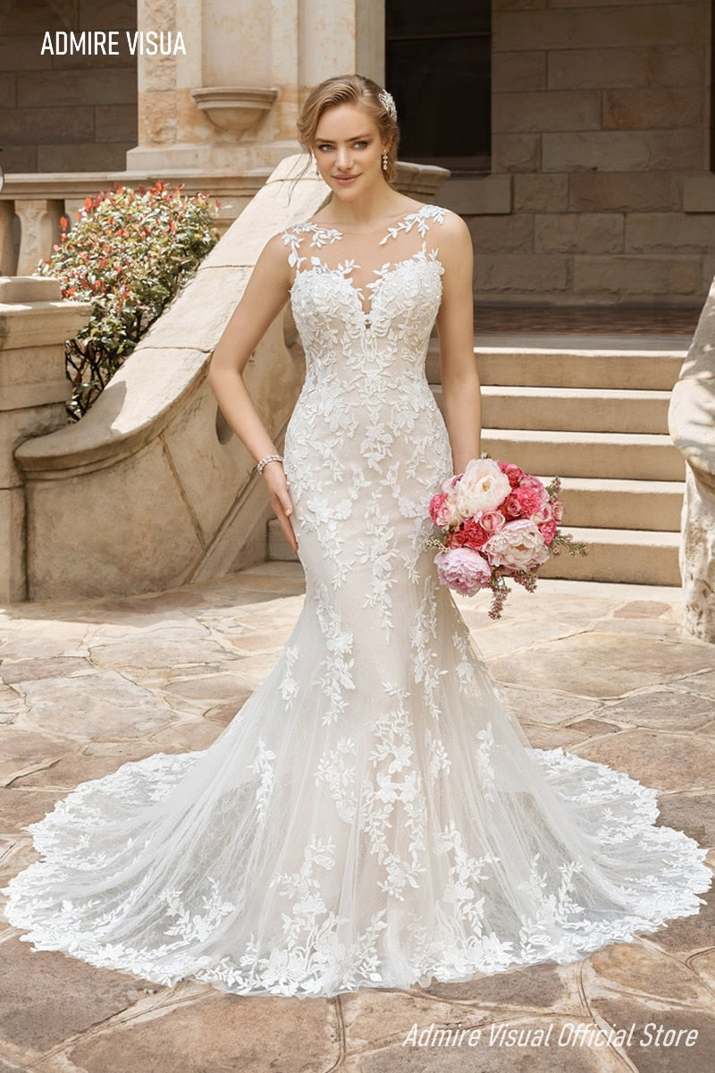Baoleely Wedding Dress Mermaid Lace Sweetheart Neckline Spaghetti  2 in 1 Backless With For Party Plus Size Bride Gown Vestidos De Novia