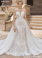 Baoleely Wedding Dress Mermaid Lace Sweetheart Neckline Spaghetti  2 in 1 Backless With For Party Plus Size Bride Gown Vestidos De Novia