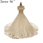 Off Shoulder Sexy Bridal Tulle Wedding Dresses White Sleeveless Diamond Sequined  Bride