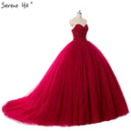On Sale no return no refund Sale Burgundy  Crystals ball gown Wedding Dress Bridal Dress Wedding Gown HA2014