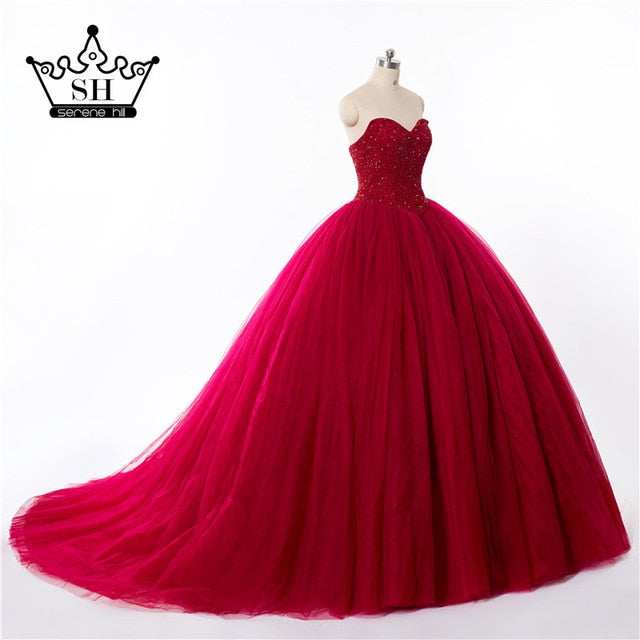 On Sale no return no refund Sale Burgundy  Crystals ball gown Wedding Dress Bridal Dress Wedding Gown HA2014