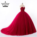 On Sale no return no refund Sale Burgundy  Crystals ball gown Wedding Dress Bridal Dress Wedding Gown HA2014