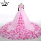 Pink Cloud Flower Rose Wedding Dresses Bridal Gown Wedding Gown HA2003