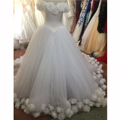 Vestido de novia rosa con flores de nube rosa HA2003