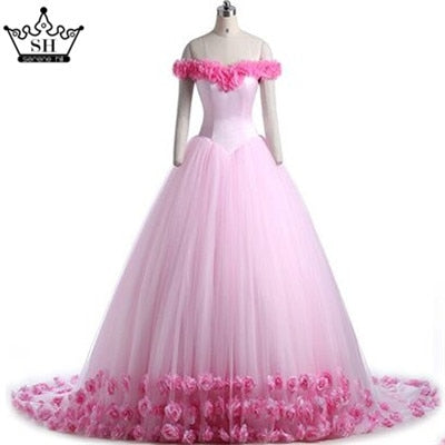 Pink Cloud Flower Rose Wedding Dresses Bridal Gown Wedding Gown HA2003