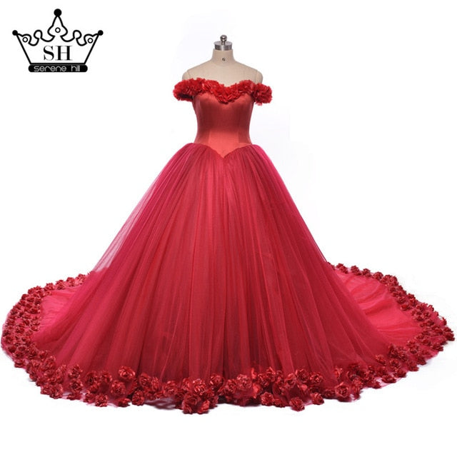 Pink Cloud Flower Rose Wedding Dresses Bridal Gown Wedding Gown HA2003