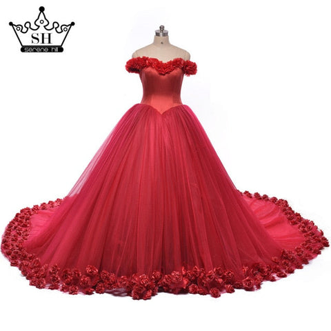 Vestido de novia rosa con flores de nube rosa HA2003