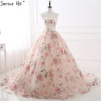 Romantic Flowers Pattern Sexy Wedding Dress Sleeveless Bridal Gown 26405