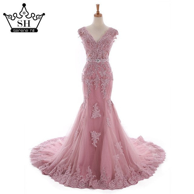 Photography Mermaid Wedding Dress Deep-V Beading Crystal Bridal Gowns HM66259