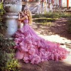 Pregnant Bridal Gown Fluffy Cloud Crystal Burgundy Cloud Wedding Dresses HA2004
