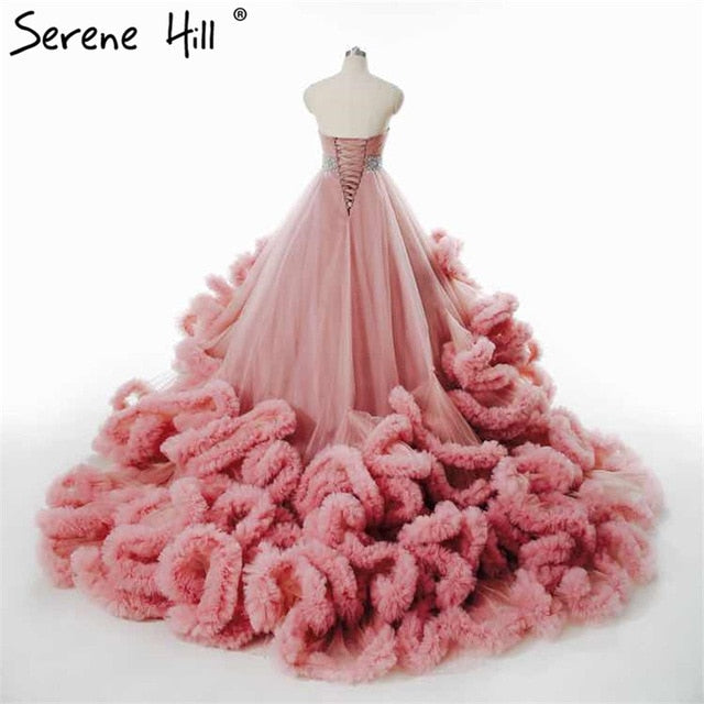 Pregnant Bridal Gown Fluffy Cloud Crystal Burgundy Cloud Wedding Dresses HA2004