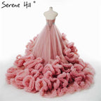 Pregnant Bridal Gown Fluffy Cloud Crystal Burgundy Cloud Wedding Dresses HA2004