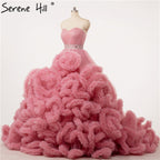 Pregnant Bridal Gown Fluffy Cloud Crystal Burgundy Cloud Wedding Dresses HA2004