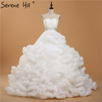 Pregnant Bridal Gown Fluffy Cloud Crystal Burgundy Cloud Wedding Dresses HA2004