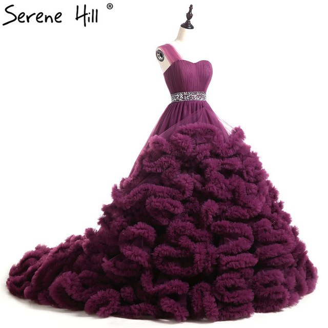 Pregnant Bridal Gown Fluffy Cloud Crystal Burgundy Cloud Wedding Dresses HA2004