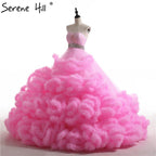 Pregnant Bridal Gown Fluffy Cloud Crystal Burgundy Cloud Wedding Dresses HA2004