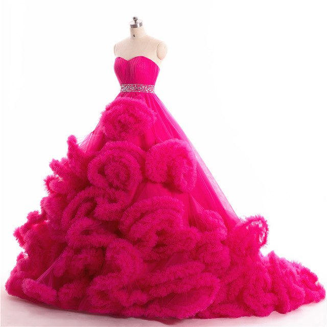 Pregnant Bridal Gown Fluffy Cloud Crystal Burgundy Cloud Wedding Dresses HA2004
