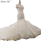 Off Shoulder Sexy High-end Custom Wedding Dresses Mermaid Luxury Crystal Sequined Vintage Bride Gown