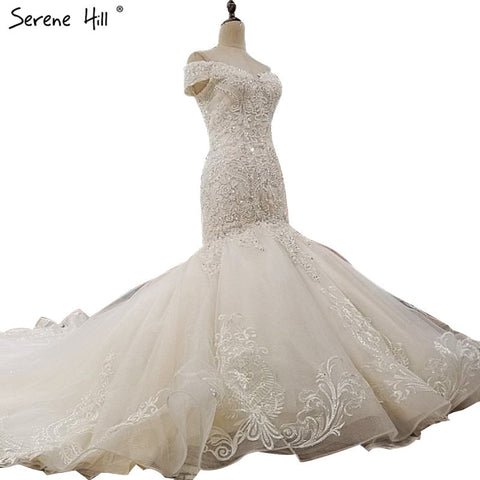 Robe de mariée sirène de luxe, épaules dénudées, sexy, haut de gamme, personnalisée, robe de mariée vintage à paillettes et cristaux