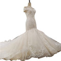 Off Shoulder Sexy High-end Custom Wedding Dresses Mermaid Luxury Crystal Sequined Vintage Bride Gown