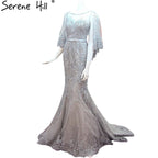 Mermaid Tulle Evening Dress Sleeveless Crystal Shawl Sequined Evening Gown shx001