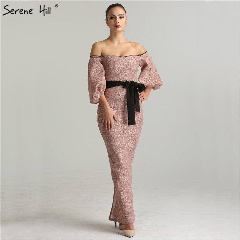 On Sale no return no refund Sale 2025 Newest Off Shoulder Sexy Evening Dresses Half Sleeves Fashion Mermaid Lace Evening Gowns Real Photo QA8001