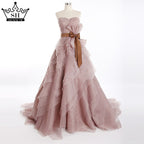Puffy Wedding Dress Ball Gown Beaded Crystal Tulle Court Train Bridal Dresses