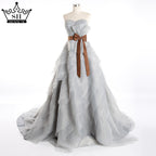 Puffy Wedding Dress Ball Gown Beaded Crystal Tulle Court Train Bridal Dresses