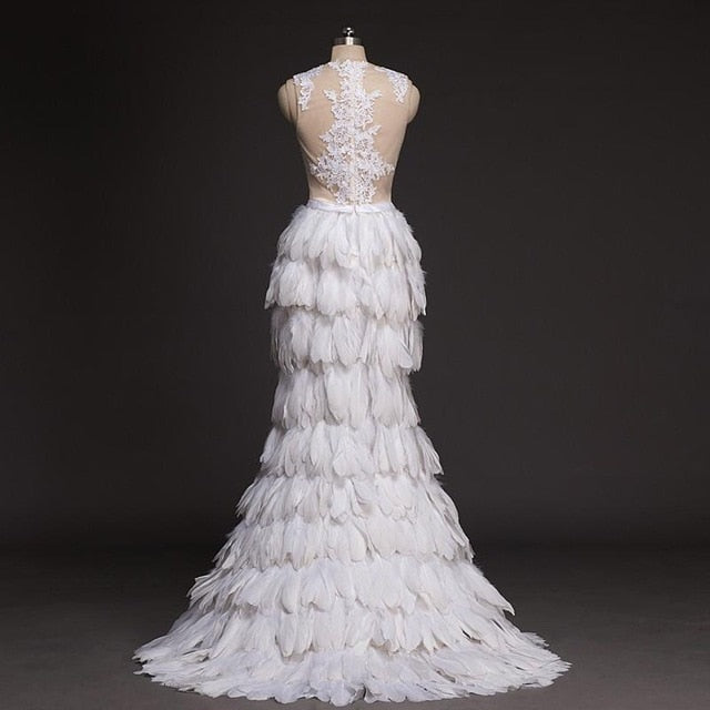 Mermaid Wedding dress Feather Ruffles Organza Full Ruffles Bride dress HA2006