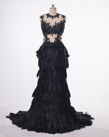 Robe de mariée sirène à volants en plumes et organza, robe de mariée à volants complets HA2006