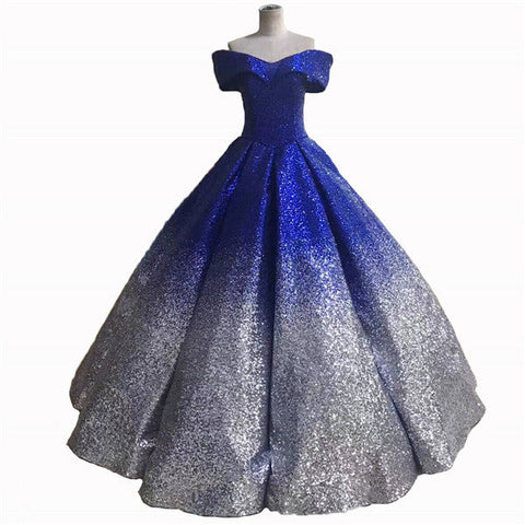 Robe de mariée luxueuse à paillettes scintillantes, épaules dénudées, style vintage haut de gamme