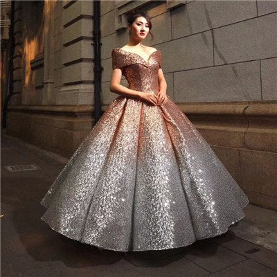 Robe de mariée luxueuse à paillettes scintillantes, épaules dénudées, style vintage haut de gamme