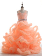 On Sale No Return No Refund  Rushed Girls Pageant Dresses Cloud Flower Girl Dresses Custom Made HTA0001