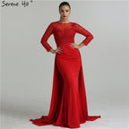 On Sale No Return No Refund Red Black Beading Mermaid Evening Dresses  LA6275