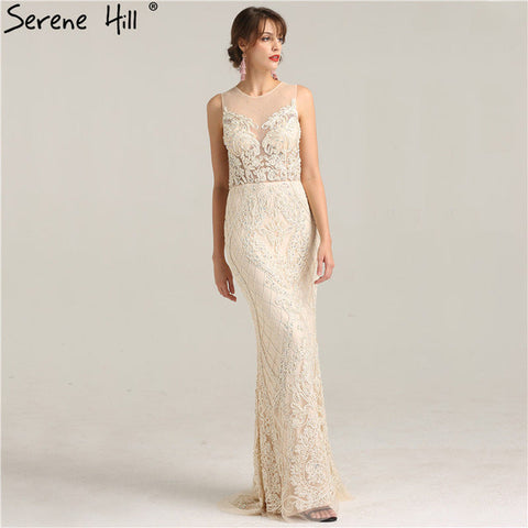 On Sale No Return No Refund Sale Mermaid Elegant Hand Craft Evening Gowns Pearls Crystal LA6238