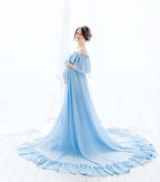 Purple Sleeveless Chiffon Wedding Dresses Pregnant Wedding Gowns HA2044
