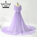 Purple Sleeveless Chiffon Wedding Dresses Pregnant Wedding Gowns HA2044